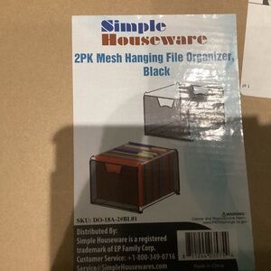 Simple Houseware 2 Pk Mesh HangingFile Organizer, Black